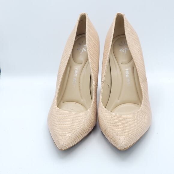 Nine West 9x9 Beige faux Snakeskin heels Pumps women's Size 8 - Picture 7 of 9